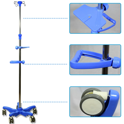 Ant grindų pastatomas nerūdijančio plieno infuzijos stovas